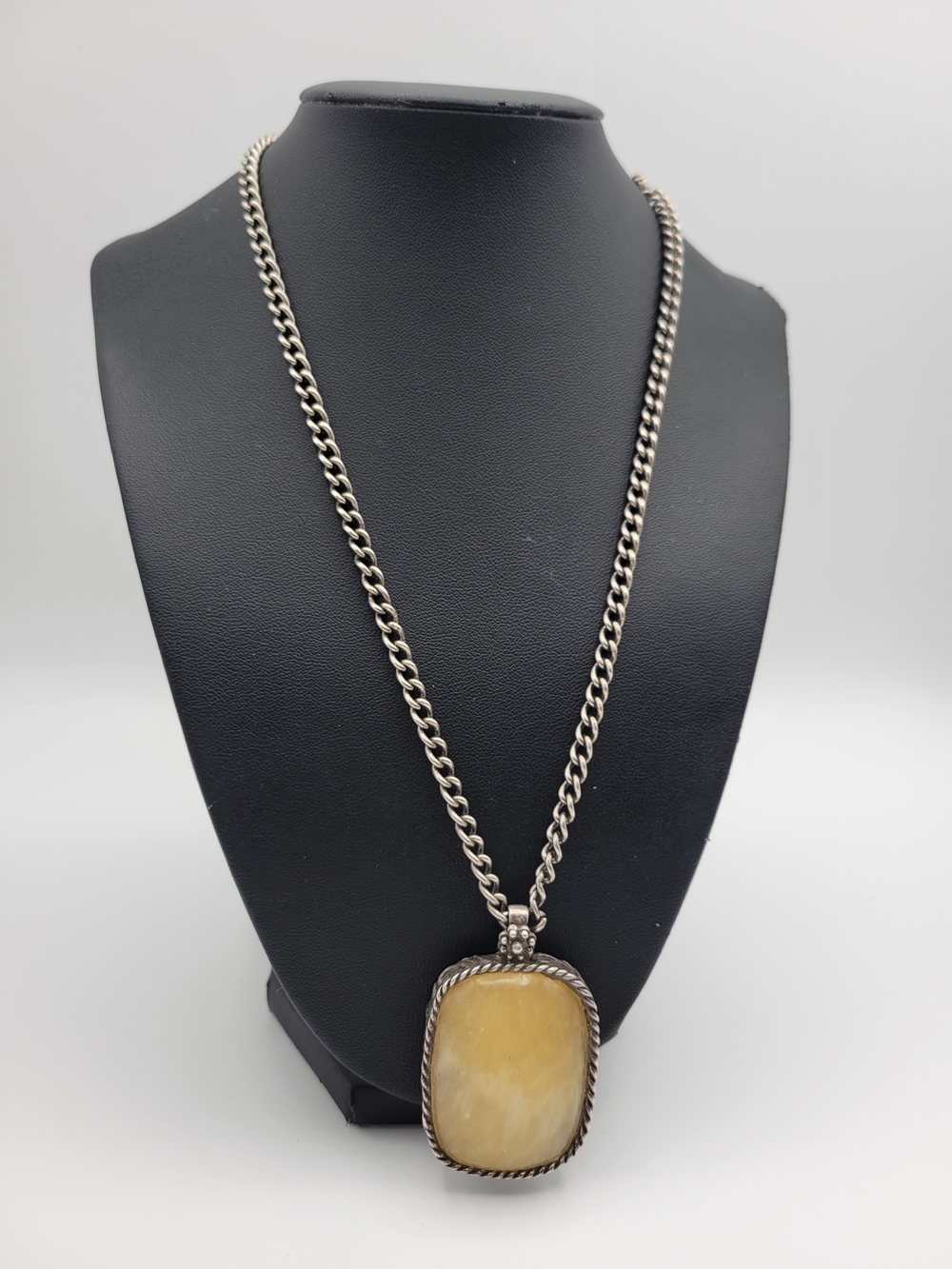 Lucky Brand Silver tone Yellow Charm Stone Pendant Necklace